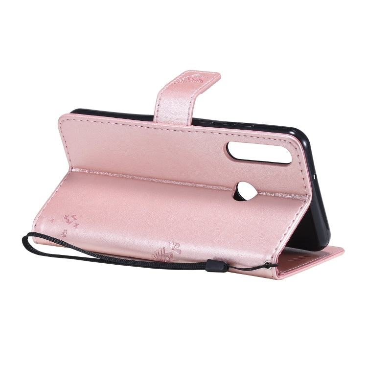 For Huawei Y6p Tree & Cat Embossed Pattern Horizontal Flip Leather Case with Holder & Card Slots & Wallet & Lanyard