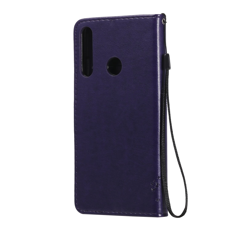 For Huawei Y6p Tree & Cat Embossed Pattern Horizontal Flip Leather Case with Holder & Card Slots & Wallet & Lanyard