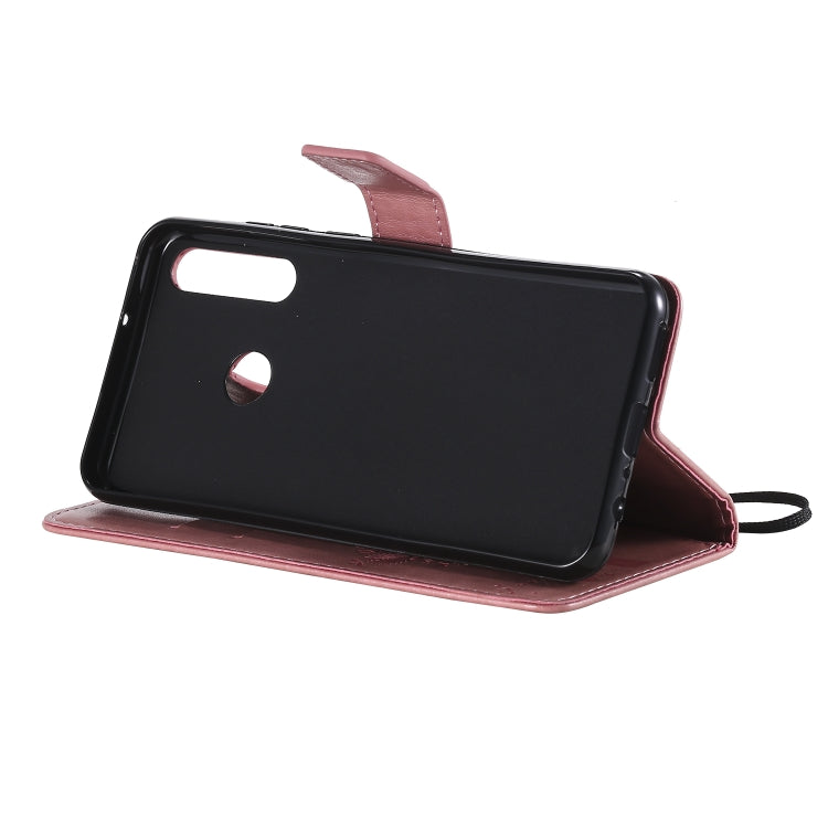 For Huawei Y6p Tree & Cat Embossed Pattern Horizontal Flip Leather Case with Holder & Card Slots & Wallet & Lanyard