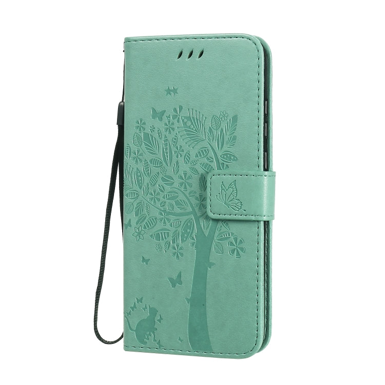 For Huawei Honor 9A Tree & Cat Embossed Pattern Horizontal Flip Leather Case with Holder & Card Slots & Wallet & Lanyard