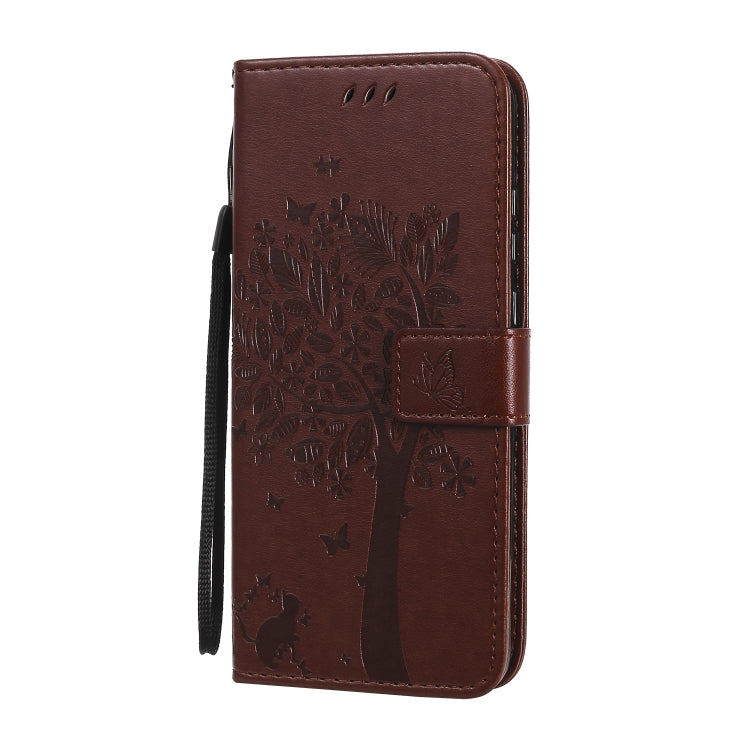 For Huawei Honor 9A Tree & Cat Embossed Pattern Horizontal Flip Leather Case with Holder & Card Slots & Wallet & Lanyard