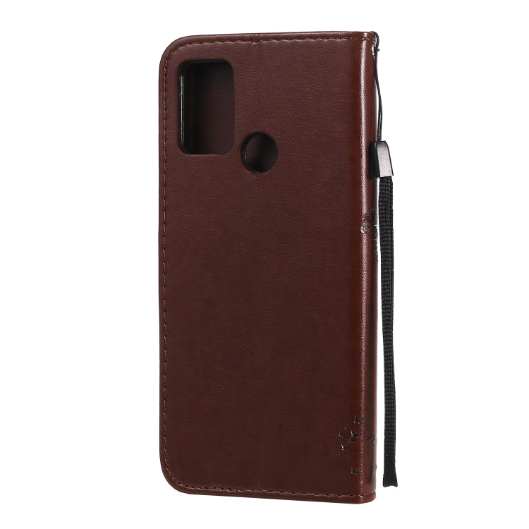For Huawei Honor 9A Tree & Cat Embossed Pattern Horizontal Flip Leather Case with Holder & Card Slots & Wallet & Lanyard
