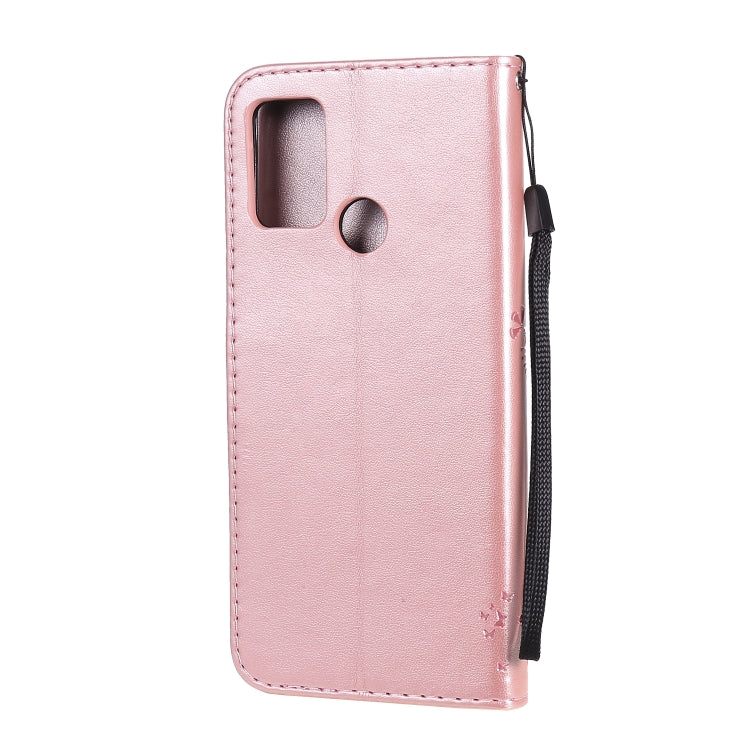 For Huawei Honor 9A Tree & Cat Embossed Pattern Horizontal Flip Leather Case with Holder & Card Slots & Wallet & Lanyard