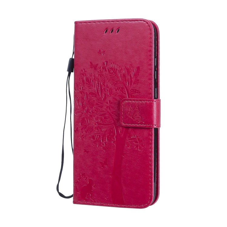For Huawei Honor 9A Tree & Cat Embossed Pattern Horizontal Flip Leather Case with Holder & Card Slots & Wallet & Lanyard