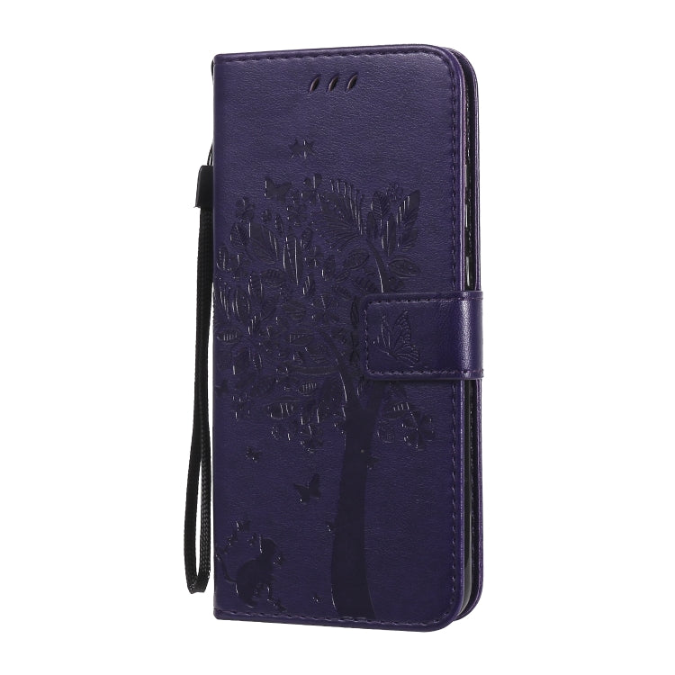 For Huawei Honor 9A Tree & Cat Embossed Pattern Horizontal Flip Leather Case with Holder & Card Slots & Wallet & Lanyard