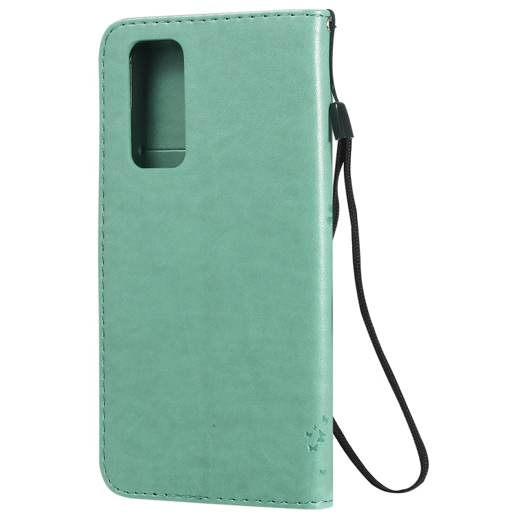 For Huawei Honor 30 Pro Tree & Cat Embossed Pattern Horizontal Flip Leather Case with Holder & Card Slots & Wallet & Lanyard