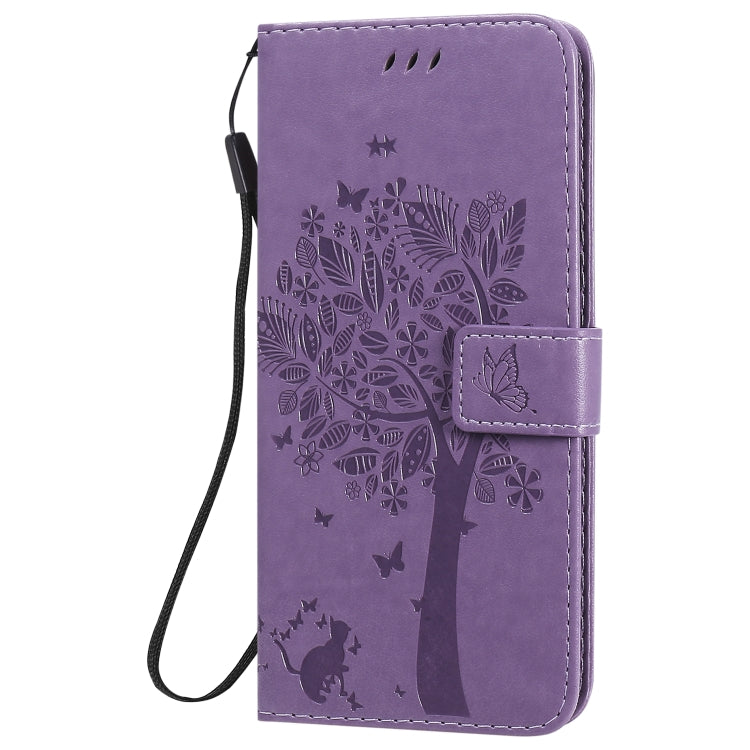 For Huawei Honor 30 Pro Tree & Cat Embossed Pattern Horizontal Flip Leather Case with Holder & Card Slots & Wallet & Lanyard