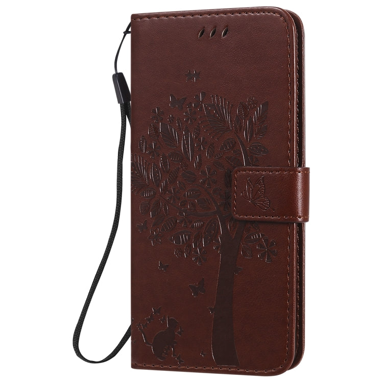 For Huawei Honor 30 Pro Tree & Cat Embossed Pattern Horizontal Flip Leather Case with Holder & Card Slots & Wallet & Lanyard