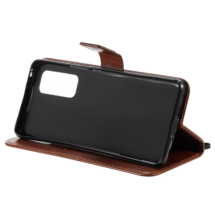 For Huawei Honor 30 Pro Tree & Cat Embossed Pattern Horizontal Flip Leather Case with Holder & Card Slots & Wallet & Lanyard