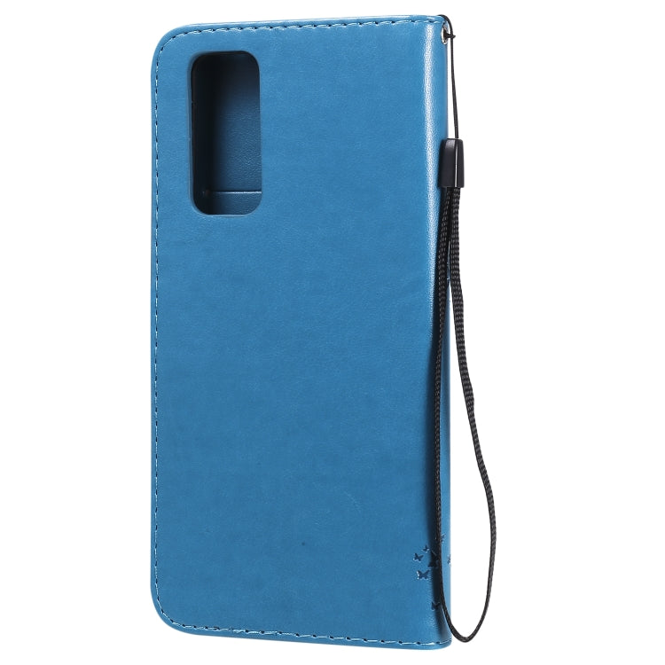 For Huawei Honor 30 Pro Tree & Cat Embossed Pattern Horizontal Flip Leather Case with Holder & Card Slots & Wallet & Lanyard