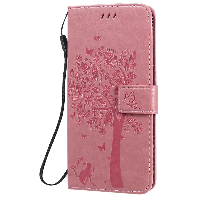 For Huawei Honor 30 Pro Tree & Cat Embossed Pattern Horizontal Flip Leather Case with Holder & Card Slots & Wallet & Lanyard