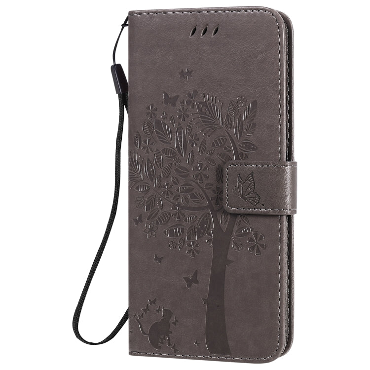 For Huawei Honor 30 Pro Tree & Cat Embossed Pattern Horizontal Flip Leather Case with Holder & Card Slots & Wallet & Lanyard