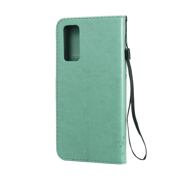 For Huawei Honor 30 Tree & Cat Embossed Pattern Horizontal Flip Leather Case with Holder & Card Slots & Wallet & Lanyard