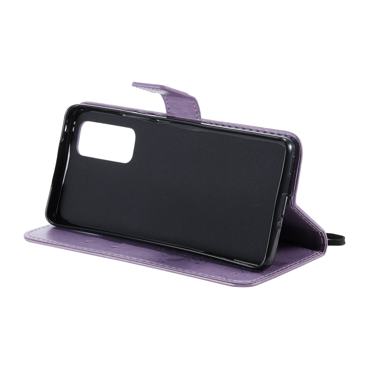 For Huawei Honor 30 Tree & Cat Embossed Pattern Horizontal Flip Leather Case with Holder & Card Slots & Wallet & Lanyard