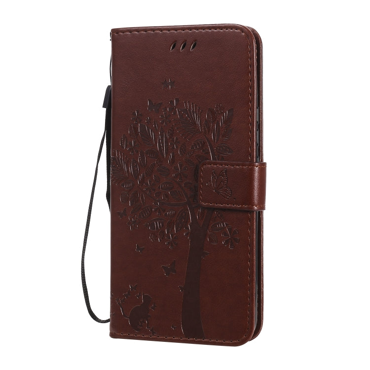 For Huawei Honor 30 Tree & Cat Embossed Pattern Horizontal Flip Leather Case with Holder & Card Slots & Wallet & Lanyard