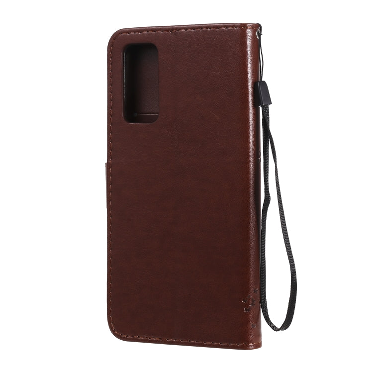For Huawei Honor 30 Tree & Cat Embossed Pattern Horizontal Flip Leather Case with Holder & Card Slots & Wallet & Lanyard