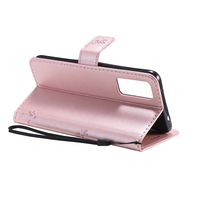 For Huawei Honor 30 Tree & Cat Embossed Pattern Horizontal Flip Leather Case with Holder & Card Slots & Wallet & Lanyard