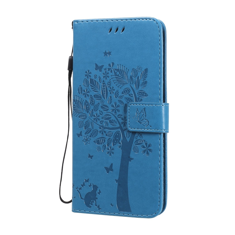 For Huawei Honor 30 Tree & Cat Embossed Pattern Horizontal Flip Leather Case with Holder & Card Slots & Wallet & Lanyard