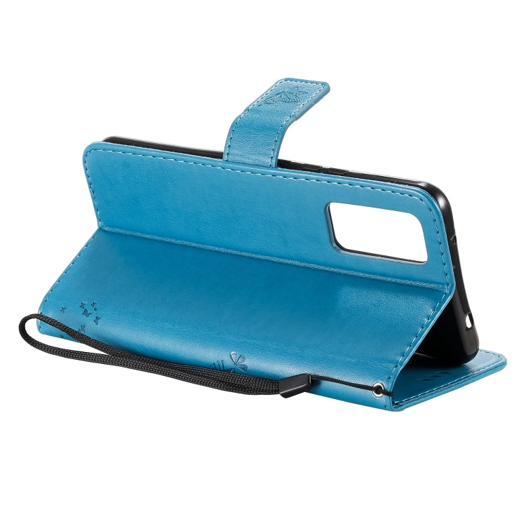 For Huawei Honor 30 Tree & Cat Embossed Pattern Horizontal Flip Leather Case with Holder & Card Slots & Wallet & Lanyard