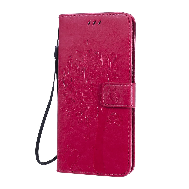 For Huawei Honor 30 Tree & Cat Embossed Pattern Horizontal Flip Leather Case with Holder & Card Slots & Wallet & Lanyard