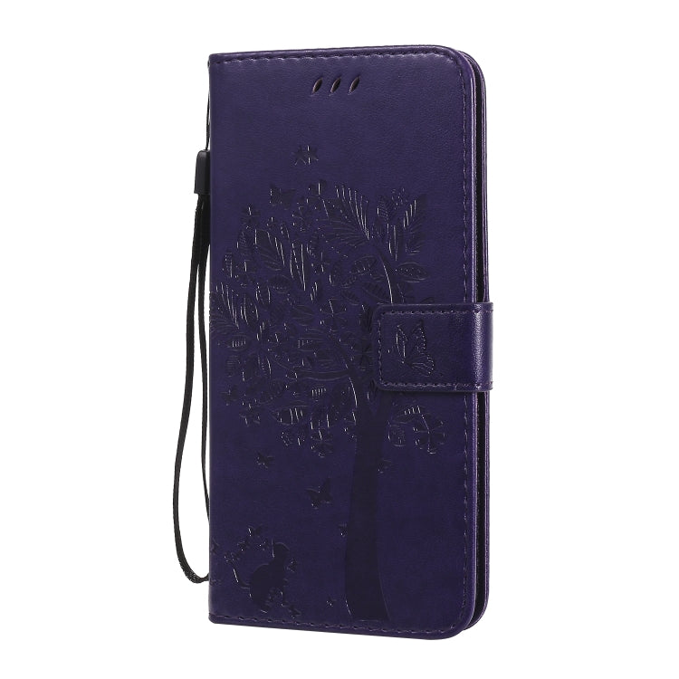 For Huawei Honor 30 Tree & Cat Embossed Pattern Horizontal Flip Leather Case with Holder & Card Slots & Wallet & Lanyard