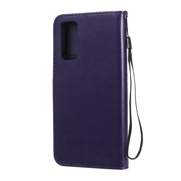 For Huawei Honor 30 Tree & Cat Embossed Pattern Horizontal Flip Leather Case with Holder & Card Slots & Wallet & Lanyard