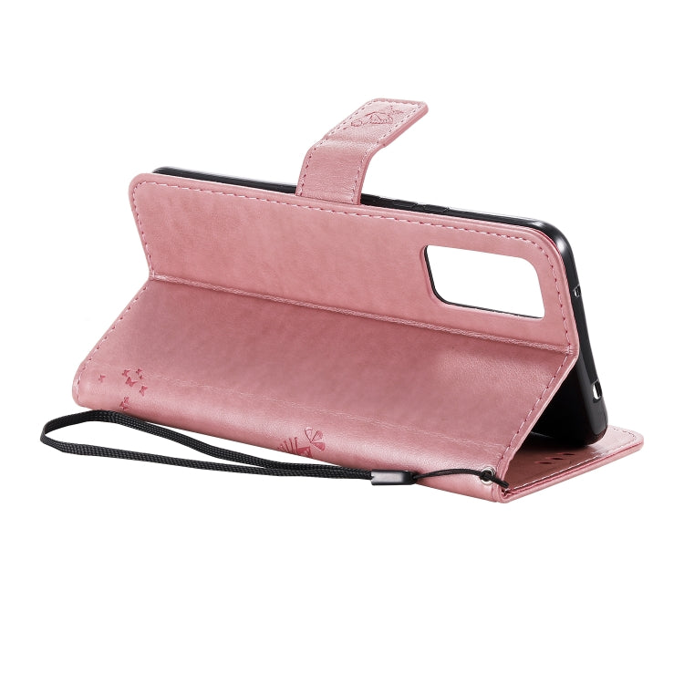 For Huawei Honor 30 Tree & Cat Embossed Pattern Horizontal Flip Leather Case with Holder & Card Slots & Wallet & Lanyard