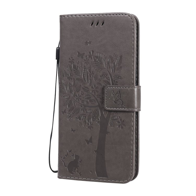 For Huawei Honor 30 Tree & Cat Embossed Pattern Horizontal Flip Leather Case with Holder & Card Slots & Wallet & Lanyard