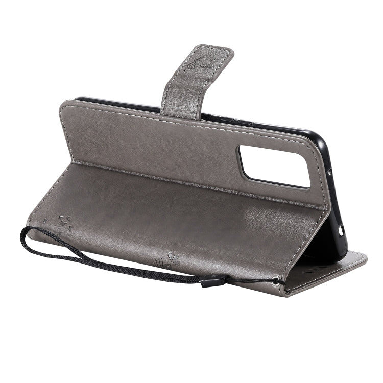 For Huawei Honor 30 Tree & Cat Embossed Pattern Horizontal Flip Leather Case with Holder & Card Slots & Wallet & Lanyard