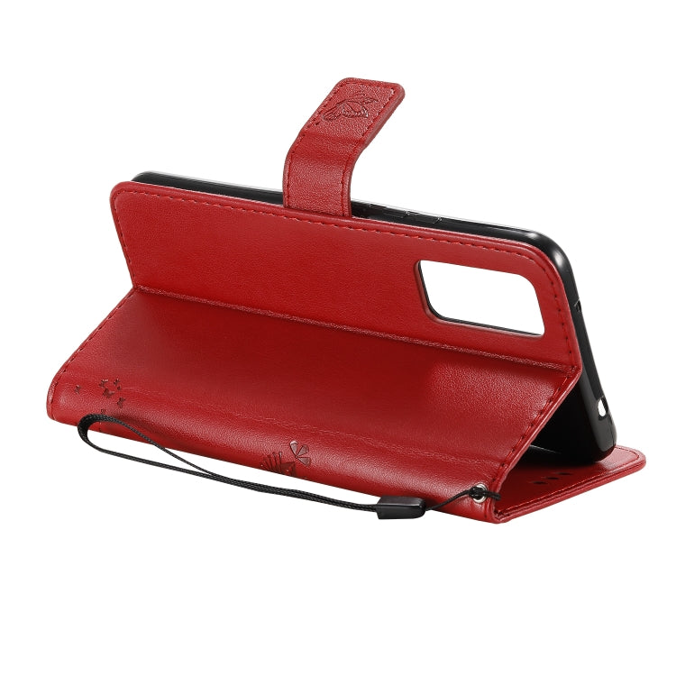 For Huawei Honor 30 Tree & Cat Embossed Pattern Horizontal Flip Leather Case with Holder & Card Slots & Wallet & Lanyard