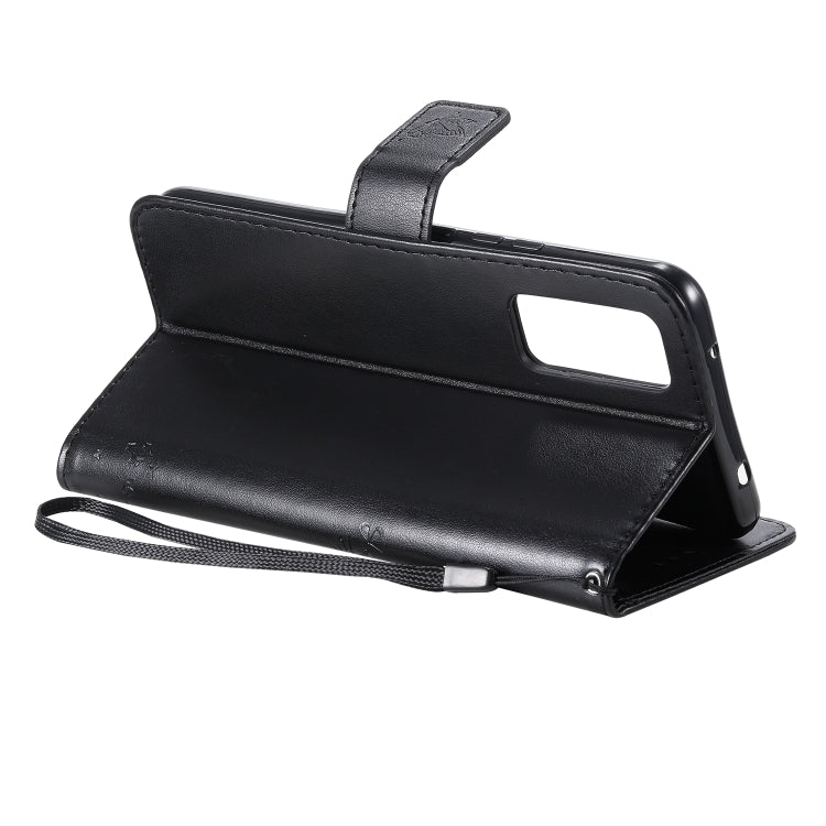 For Huawei Honor 30 Tree & Cat Embossed Pattern Horizontal Flip Leather Case with Holder & Card Slots & Wallet & Lanyard