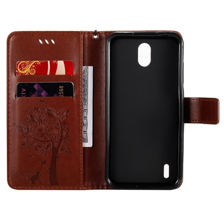 For Nokia 1.3 Tree & Cat Embossed Pattern Horizontal Flip Leather Case with Holder & Card Slots & Wallet & Lanyard