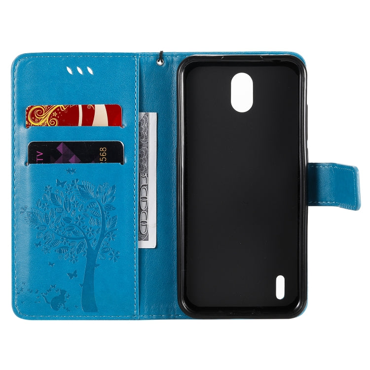 For Nokia 1.3 Tree & Cat Embossed Pattern Horizontal Flip Leather Case with Holder & Card Slots & Wallet & Lanyard