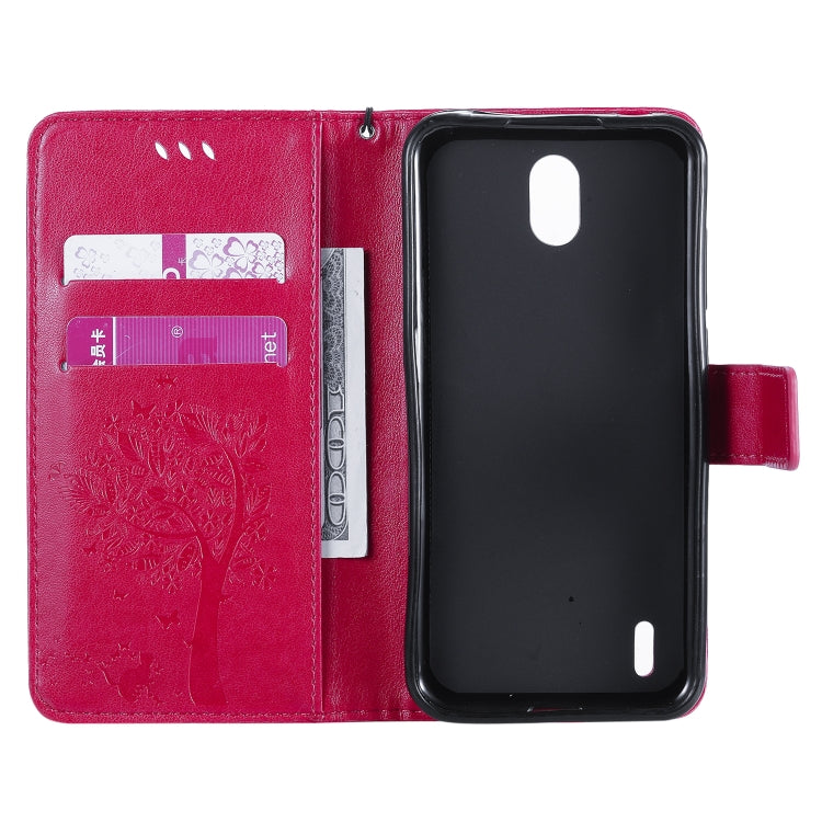 For Nokia 1.3 Tree & Cat Embossed Pattern Horizontal Flip Leather Case with Holder & Card Slots & Wallet & Lanyard