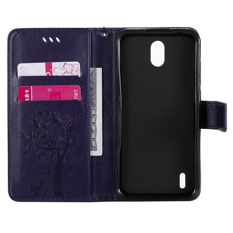 For Nokia 1.3 Tree & Cat Embossed Pattern Horizontal Flip Leather Case with Holder & Card Slots & Wallet & Lanyard