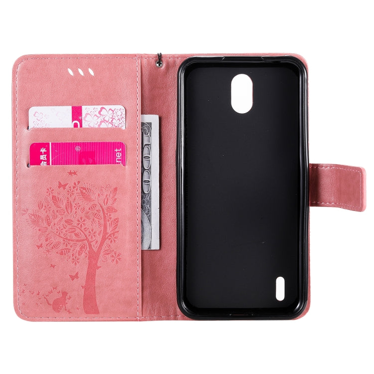 For Nokia 1.3 Tree & Cat Embossed Pattern Horizontal Flip Leather Case with Holder & Card Slots & Wallet & Lanyard