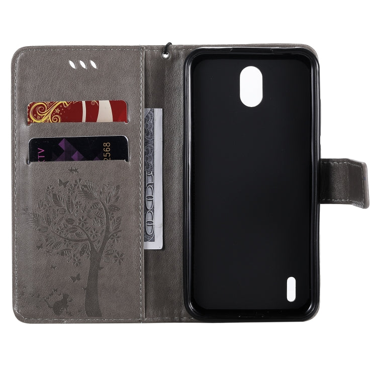 For Nokia 1.3 Tree & Cat Embossed Pattern Horizontal Flip Leather Case with Holder & Card Slots & Wallet & Lanyard
