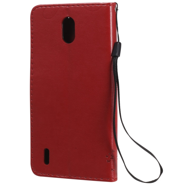For Nokia 1.3 Tree & Cat Embossed Pattern Horizontal Flip Leather Case with Holder & Card Slots & Wallet & Lanyard