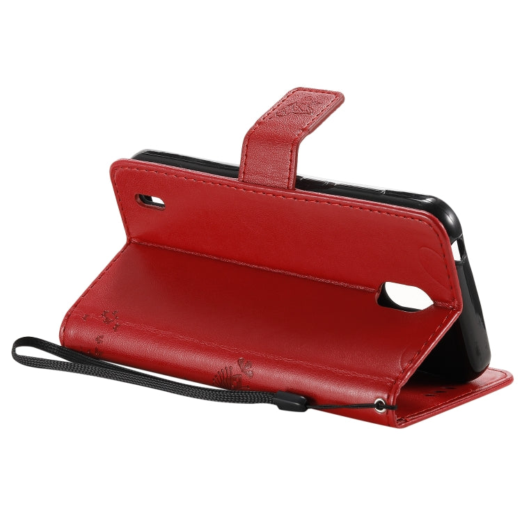 For Nokia 1.3 Tree & Cat Embossed Pattern Horizontal Flip Leather Case with Holder & Card Slots & Wallet & Lanyard