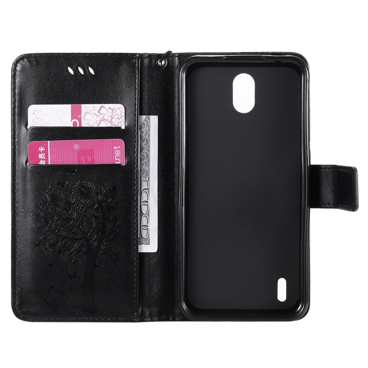 For Nokia 1.3 Tree & Cat Embossed Pattern Horizontal Flip Leather Case with Holder & Card Slots & Wallet & Lanyard