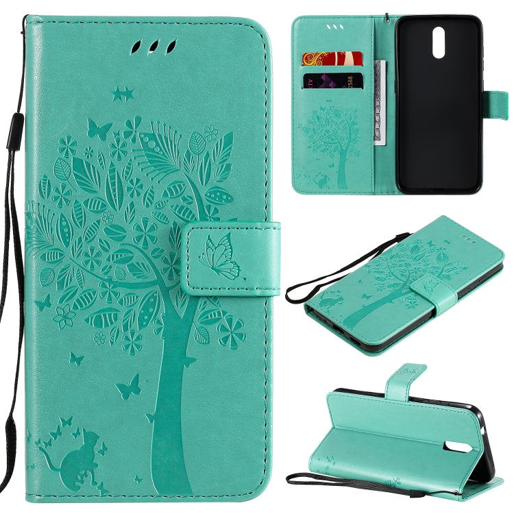 For Nokia 2.3 Tree & Cat Embossed Pattern Horizontal Flip Leather Case with Holder & Card Slots & Wallet & Lanyard