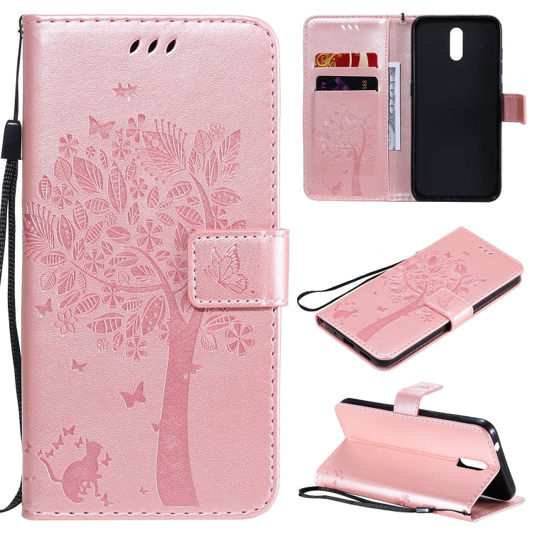 For Nokia 2.3 Tree & Cat Embossed Pattern Horizontal Flip Leather Case with Holder & Card Slots & Wallet & Lanyard