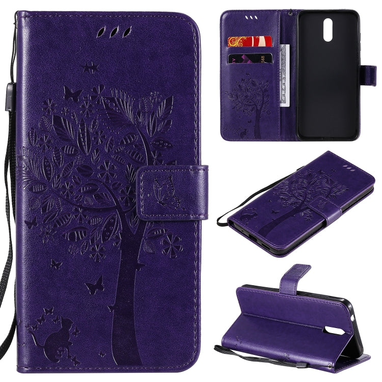 For Nokia 2.3 Tree & Cat Embossed Pattern Horizontal Flip Leather Case with Holder & Card Slots & Wallet & Lanyard