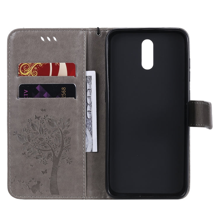 For Nokia 2.3 Tree & Cat Embossed Pattern Horizontal Flip Leather Case with Holder & Card Slots & Wallet & Lanyard