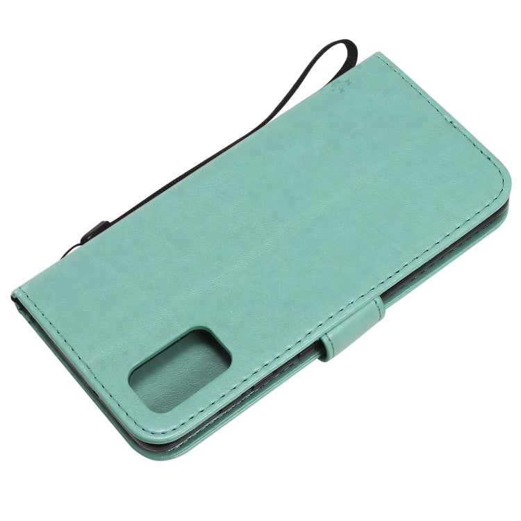 For Samsung Galaxy A41 Tree & Cat Embossed Pattern Horizontal Flip Leather Case with Holder & Card Slots & Wallet & Lanyard