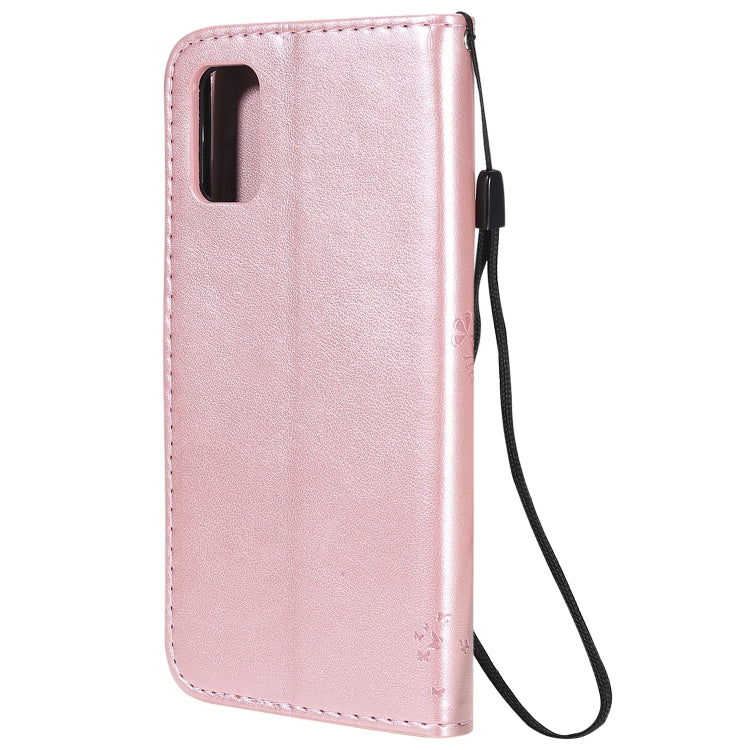For Samsung Galaxy A41 Tree & Cat Embossed Pattern Horizontal Flip Leather Case with Holder & Card Slots & Wallet & Lanyard