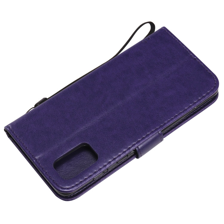 For Samsung Galaxy A41 Tree & Cat Embossed Pattern Horizontal Flip Leather Case with Holder & Card Slots & Wallet & Lanyard