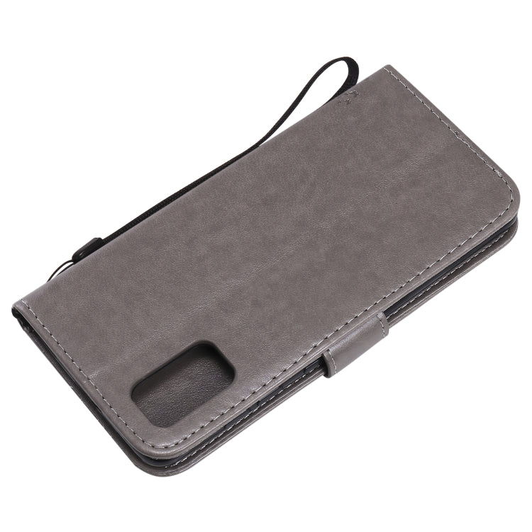 For Samsung Galaxy A41 Tree & Cat Embossed Pattern Horizontal Flip Leather Case with Holder & Card Slots & Wallet & Lanyard