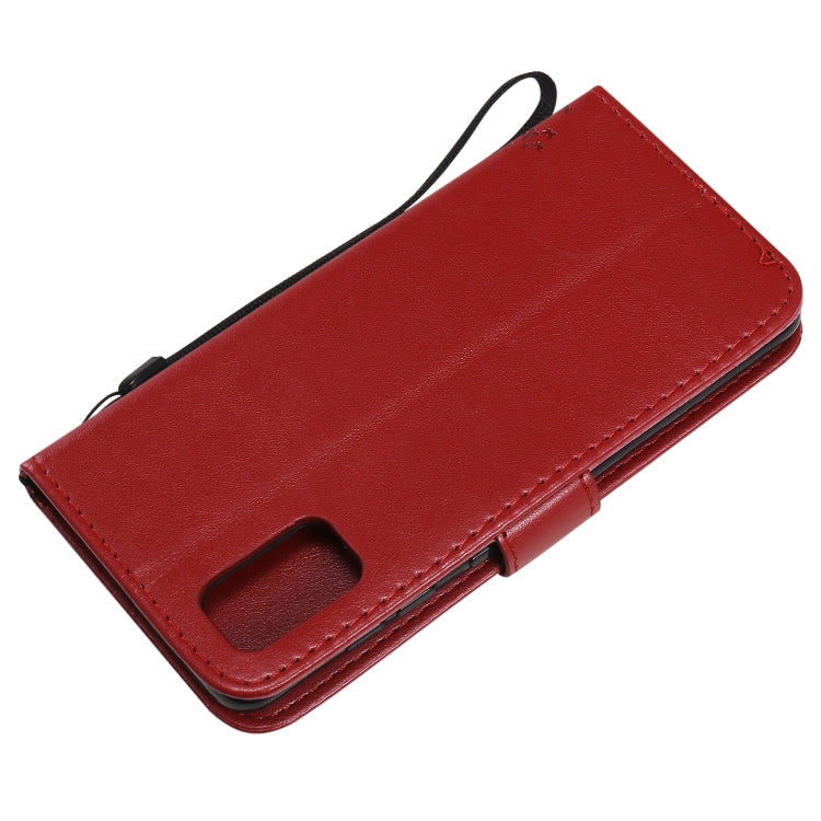 For Samsung Galaxy A41 Tree & Cat Embossed Pattern Horizontal Flip Leather Case with Holder & Card Slots & Wallet & Lanyard