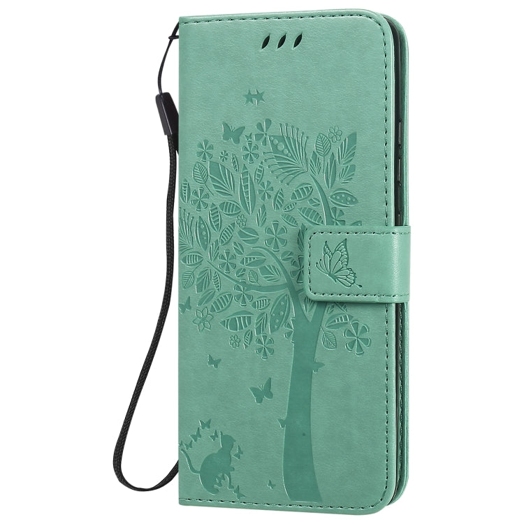 For Samsung Galaxy A51 5G Tree & Cat Embossed Pattern Horizontal Flip Leather Case with Holder & Card Slots & Wallet & Lanyard